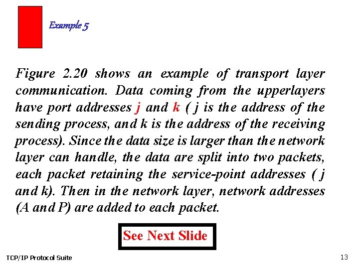 Example 5 Figure 2. 20 shows an example of transport layer communication. Data coming