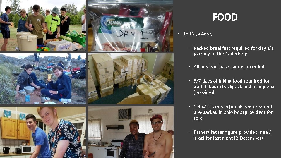 FOOD • 16 Days Away • Packed breakfast required for day 1’s journey to