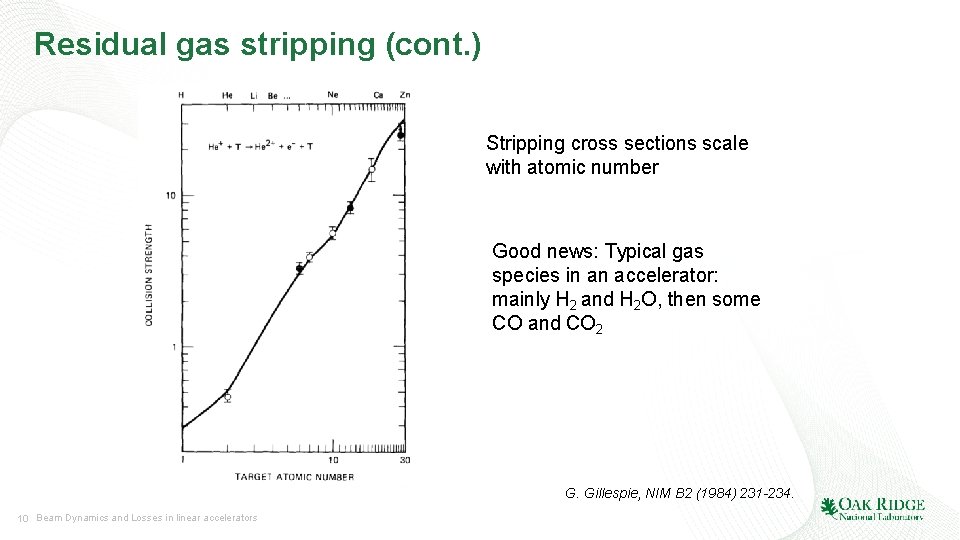 Residual gas stripping (cont. ) Stripping cross sections scale with atomic number Good news: