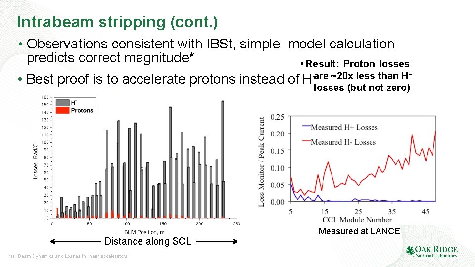 Intrabeam stripping (cont. ) • Observations consistent with IBSt, simple model calculation predicts correct