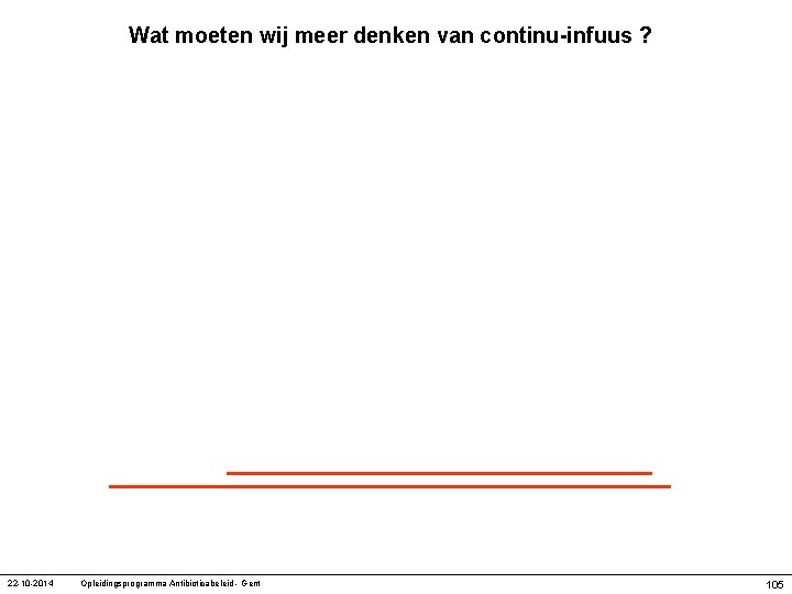 Wat moeten wij meer denken van continu-infuus ? 22 -10 -2014 Opleidingsprogramma Antibioticabeleid -