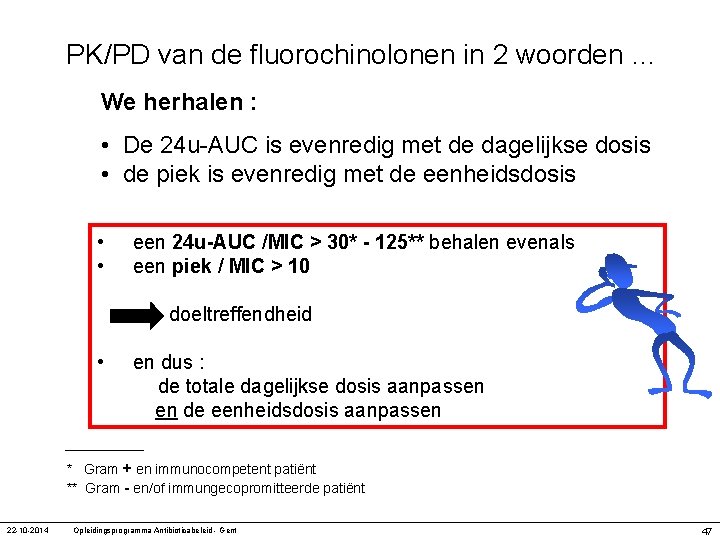 PK/PD van de fluorochinolonen in 2 woorden … We herhalen : • De 24
