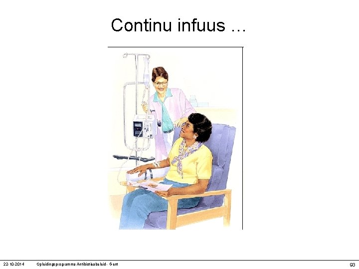 Continu infuus … 22 -10 -2014 Opleidingsprogramma Antibioticabeleid - Gent 93 