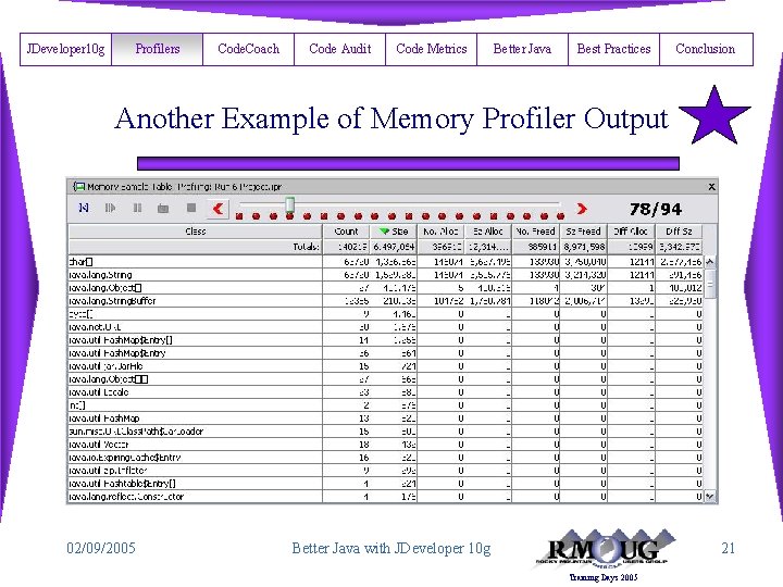 JDeveloper 10 g Profilers Code. Coach Code Audit Code Metrics Better Java Best Practices