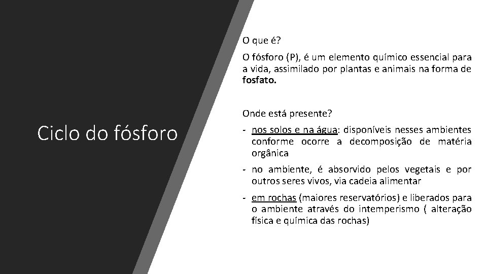 O que é? O fósforo (P), é um elemento químico essencial para a vida,