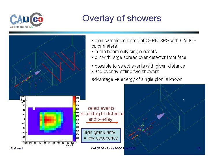 Overlay of showers • pion sample collected at CERN SPS with CALICE calorimeters •