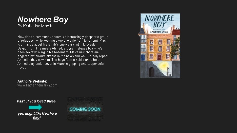 Nowhere Boy By Katherine Marsh How does a community absorb an increasingly desperate group