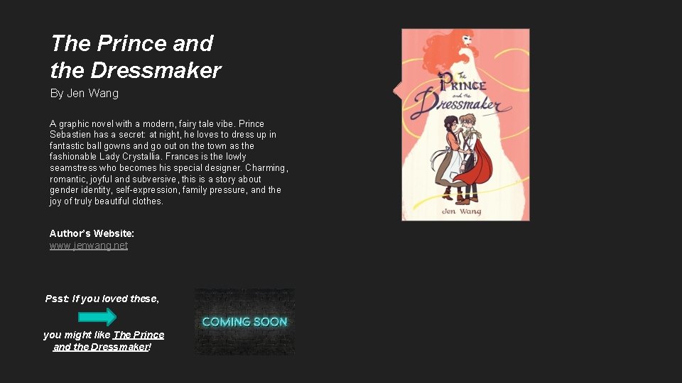 The Prince and the Dressmaker By Jen Wang A graphic novel with a modern,