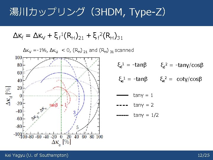 湯川カップリング（3 HDM, Type-Z） Δκf = ΔκV + ξ f 1(RH)21 + ξ f 2(RH)31