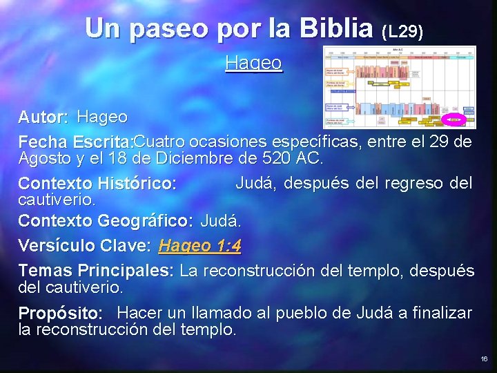 Un paseo por la Biblia (L 29) Hageo Autor: Hageo Fecha Escrita: Cuatro ocasiones