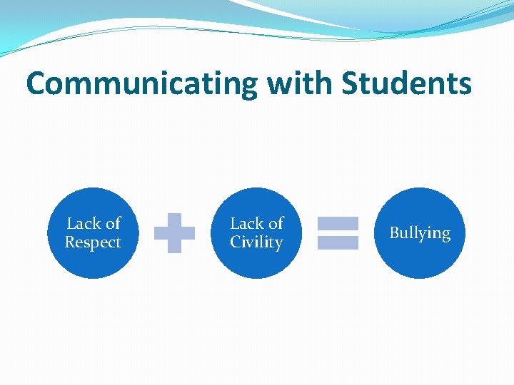 Communicating with Students Lack of Respect Lack of Civility Bullying 