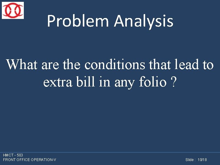 Problem Analysis What are the conditions that lead to extra bill in any folio