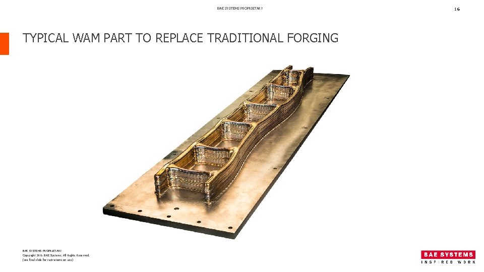 BAE SYSTEMS PROPRIETARY TYPICAL WAM PART TO REPLACE TRADITIONAL FORGING BAE SYSTEMS PROPRIETARY Copyright