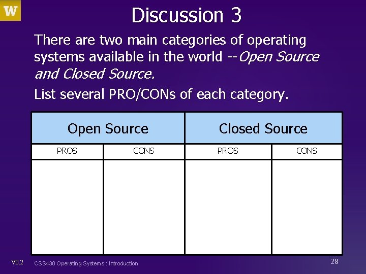 Discussion 3 There are two main categories of operating systems available in the world