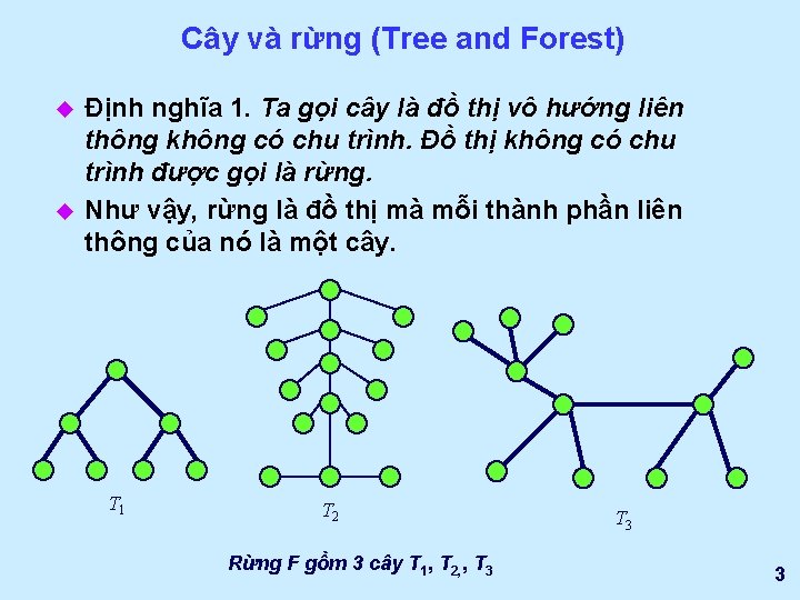 Cây và rừng (Tree and Forest) u u Định nghĩa 1. Ta gọi cây