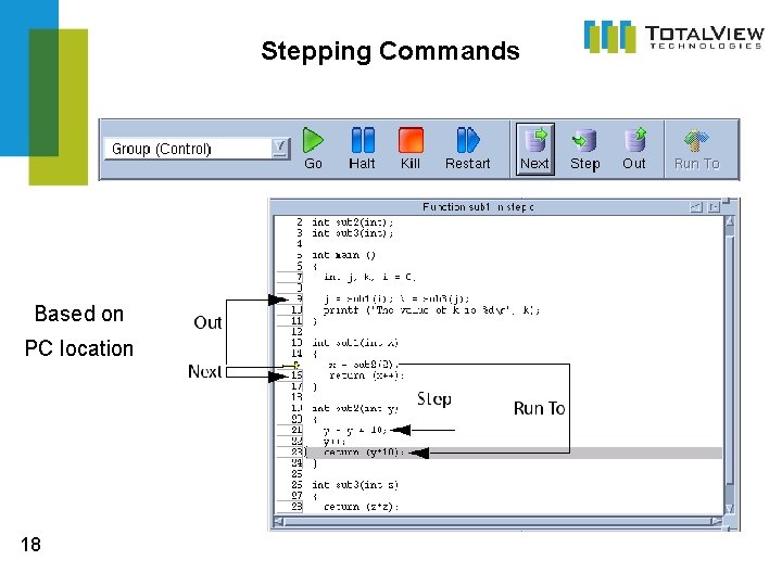 Stepping Commands Based on PC location 18 