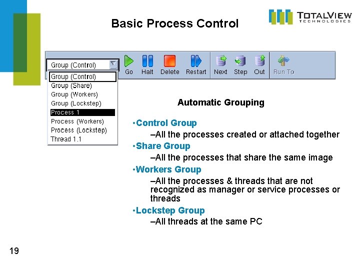 Basic Process Control Automatic Grouping • Control Group –All the processes created or attached