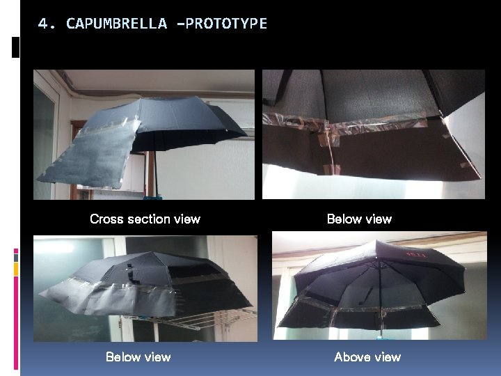 4. CAPUMBRELLA –PROTOTYPE Cross section view Below view Above view 