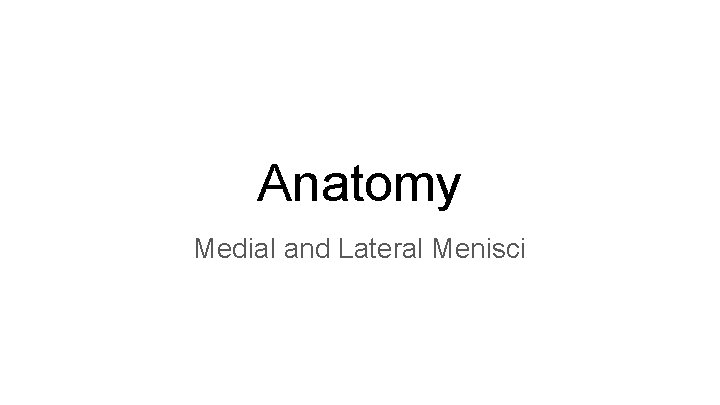 Anatomy Medial and Lateral Menisci 