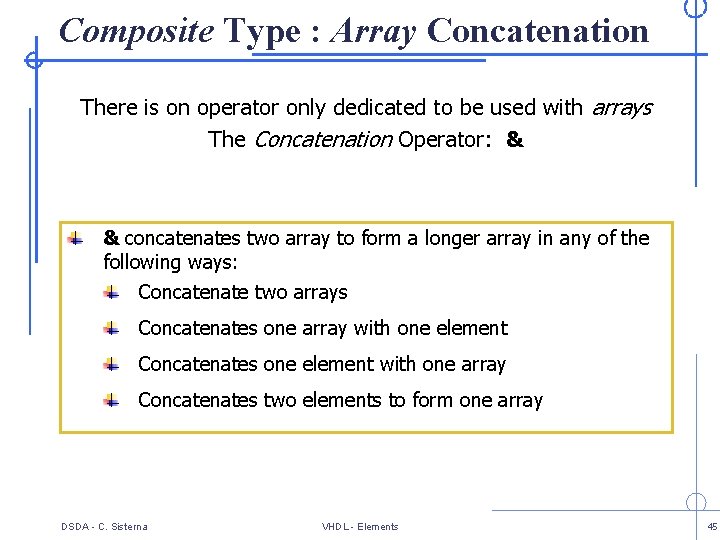 Composite Type : Array Concatenation There is on operator only dedicated to be used