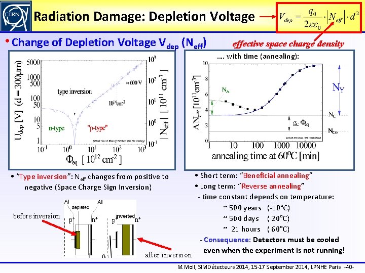 Radiation Damage: Depletion Voltage • Change of Depletion Voltage Vdep (Neff) • “Type inversion”: