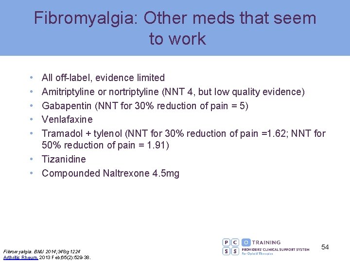 Fibromyalgia: Other meds that seem to work • • • All off-label, evidence limited