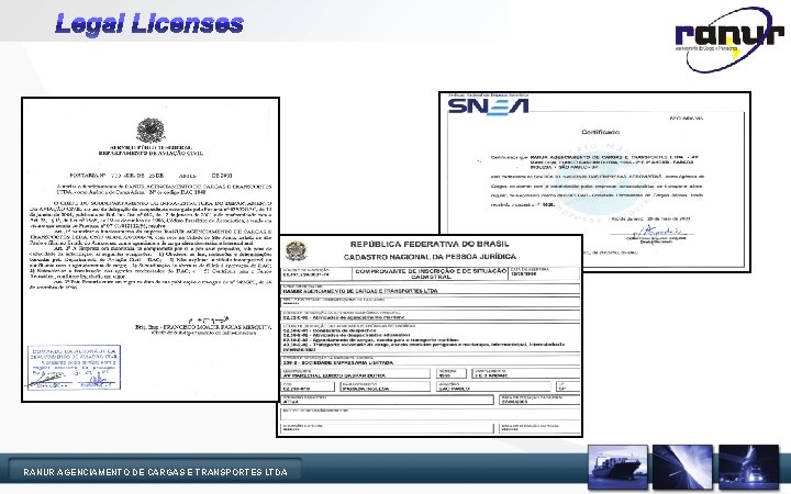 Legal Licenses RANUR AGENCIAMENTO DE CARGAS E TRANSPORTES LTDA 