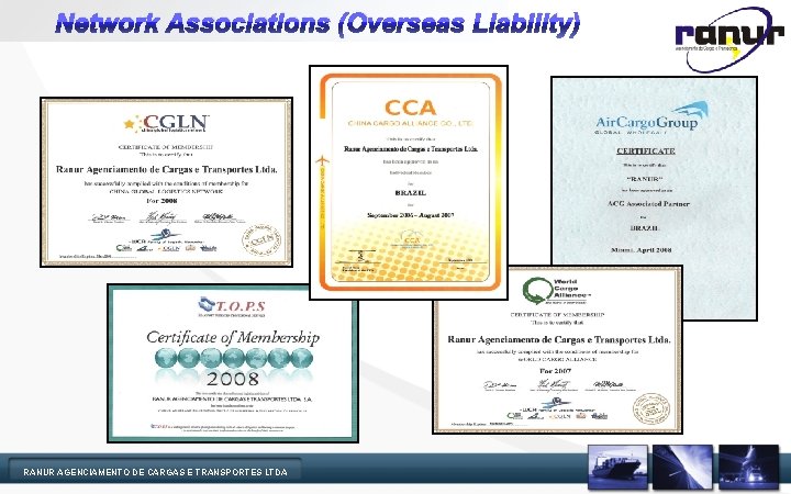 Network Associations (Overseas Liability) RANUR AGENCIAMENTO DE CARGAS E TRANSPORTES LTDA 