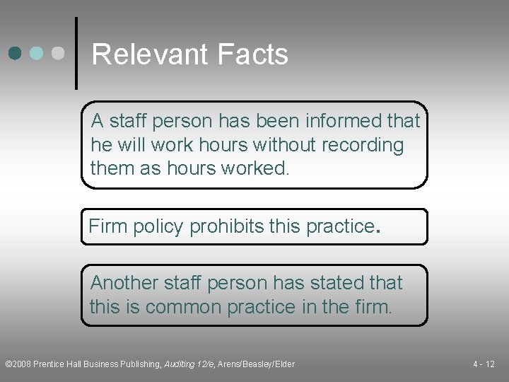 Relevant Facts A staff person has been informed that he will work hours without