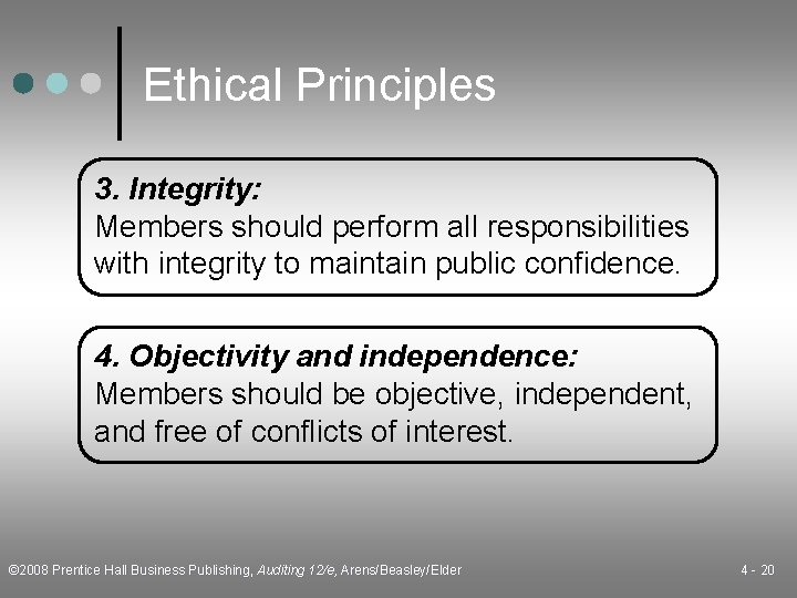 Ethical Principles 3. Integrity: Members should perform all responsibilities with integrity to maintain public