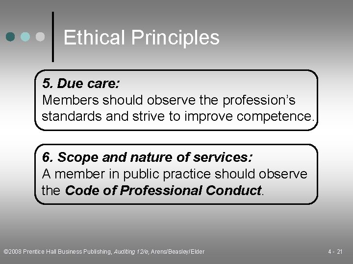 Ethical Principles 5. Due care: Members should observe the profession’s standards and strive to