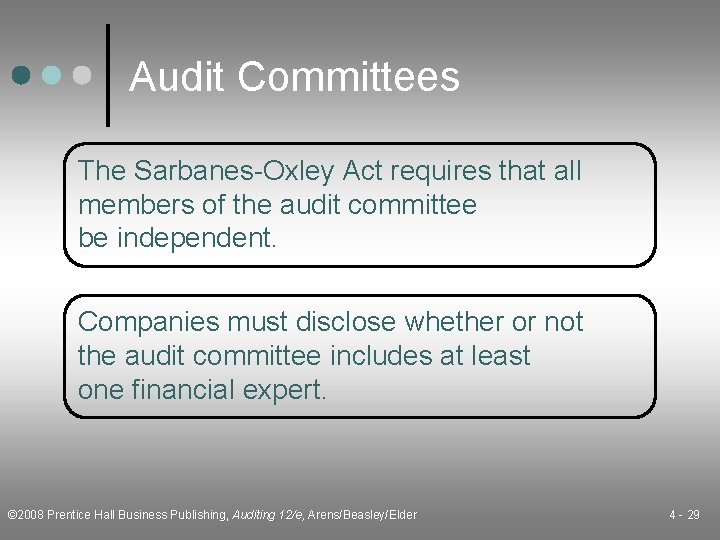 Audit Committees The Sarbanes-Oxley Act requires that all members of the audit committee be
