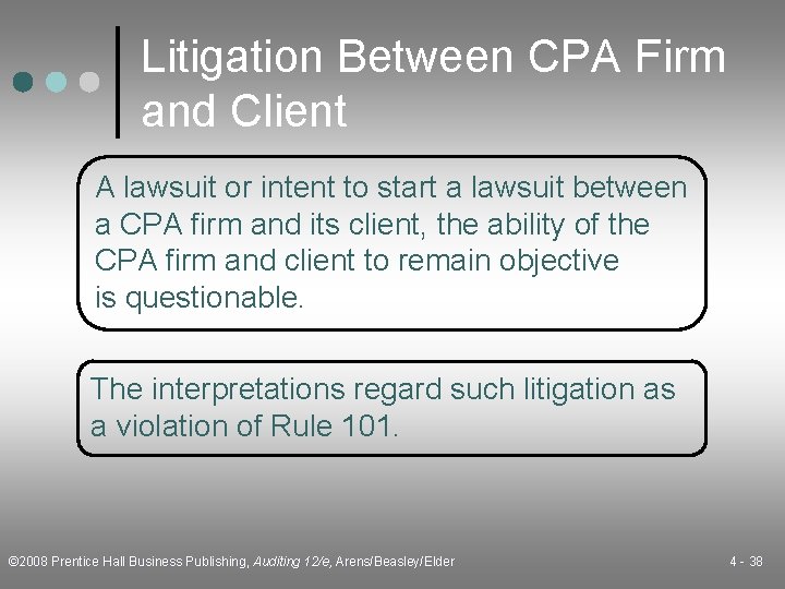 Litigation Between CPA Firm and Client A lawsuit or intent to start a lawsuit