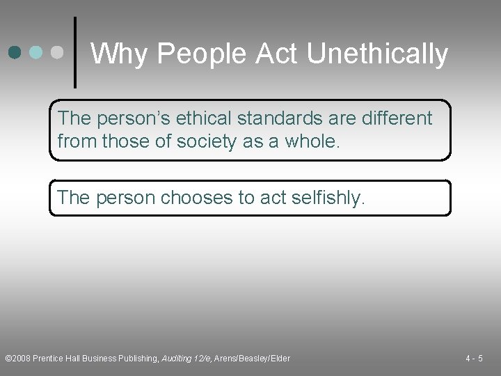 Why People Act Unethically The person’s ethical standards are different from those of society