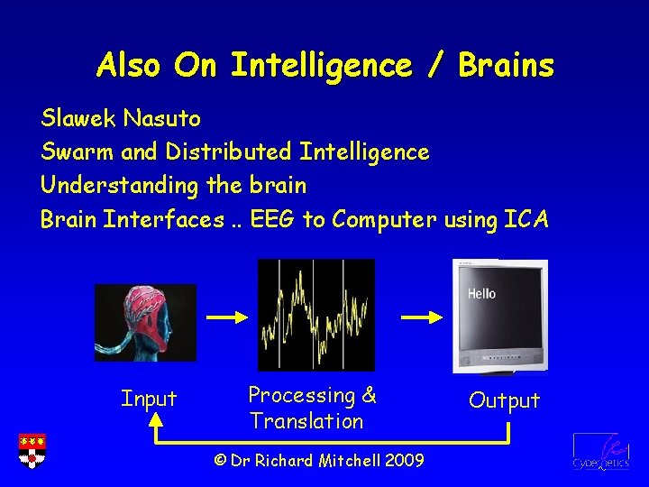 Also On Intelligence / Brains Slawek Nasuto Swarm and Distributed Intelligence Understanding the brain