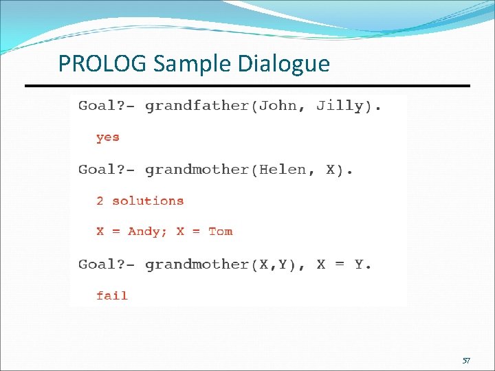 PROLOG Sample Dialogue 57 