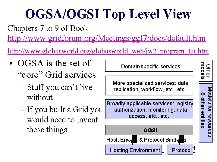 OGSA/OGSI Top Level View Chapters 7 to 9 of Book http: //www. gridforum. org/Meetings/ggf