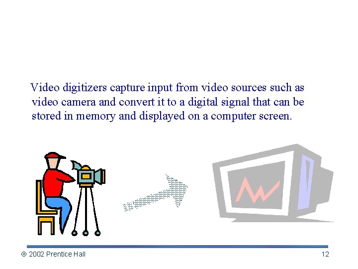 Video Digitizers Video digitizers capture input from video sources such as video camera and