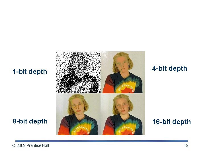 Examples of Color Depth 1 -bit depth 4 -bit depth 8 -bit depth 16