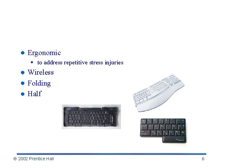 Variations on Keyboard Design Ergonomic § to address repetitive stress injuries Wireless Folding Half