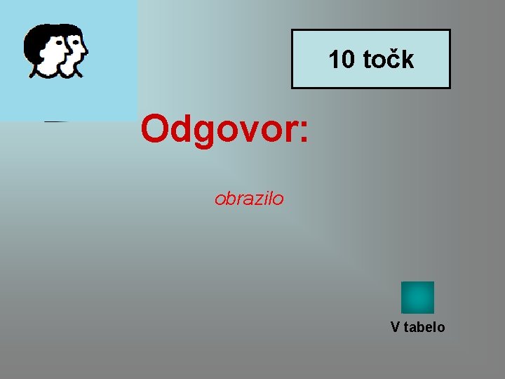 10 točk Odgovor: obrazilo V tabelo 