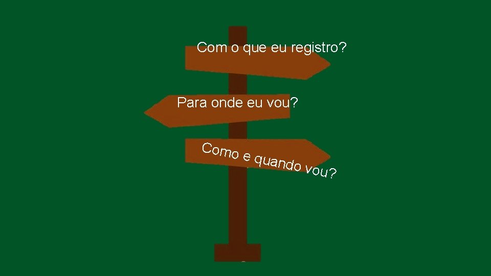 Com o que eu registro? Para onde eu vou? Como e quan do vou