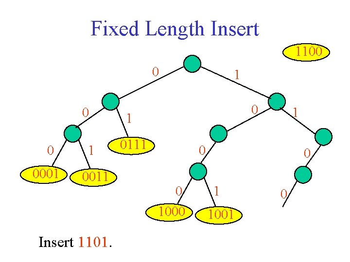 Fixed Length Insert 1100 0 0001 1 0011 Insert 1101. 1 0111 1 0