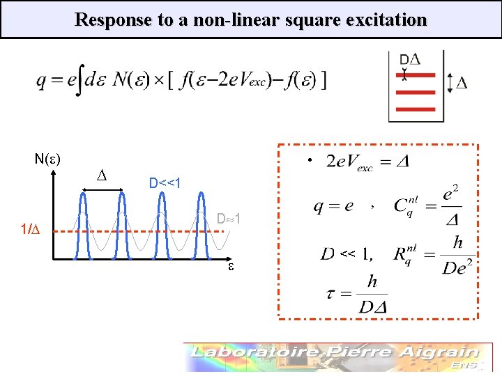 Response to a non-linear square excitation N(e) D • D<<1 , 1/D D» 1