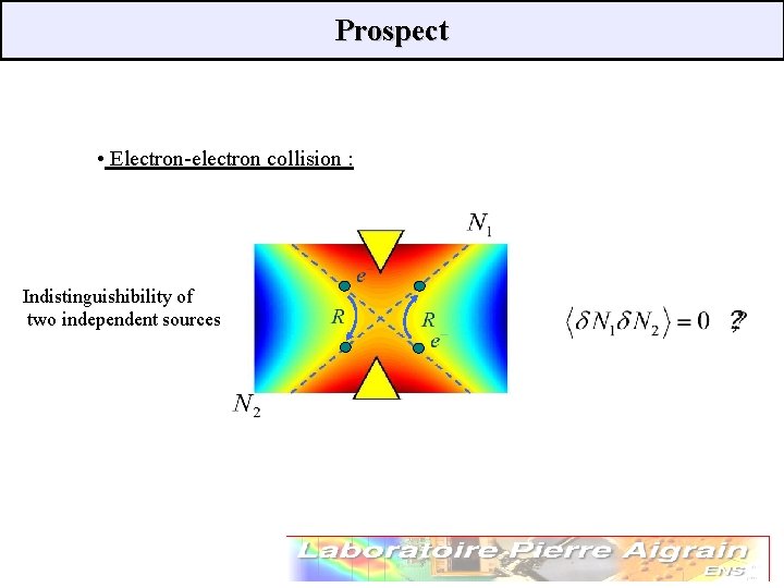 Prospect • Electron-electron collision : Indistinguishibility of two independent sources 