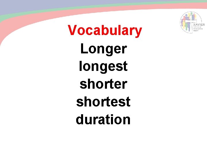 Vocabulary Longer longest shorter shortest duration 