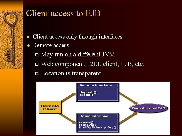 Client access to EJB ¨ Client access only through interfaces ¨ Remote access May