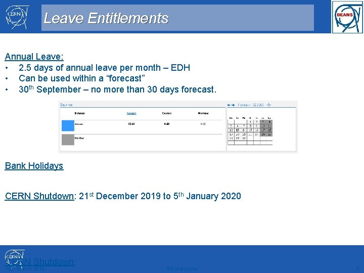 Leave Entitlements Annual Leave: • 2. 5 days of annual leave per month –