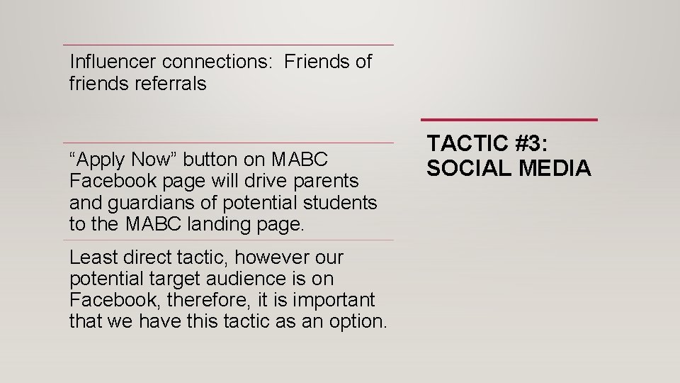 Influencer connections: Friends of friends referrals “Apply Now” button on MABC Facebook page will Influencer connections: Friends of friends referrals “Apply Now” button on MABC Facebook page will