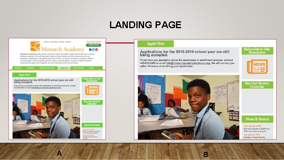 LANDING PAGE A B LANDING PAGE A B
